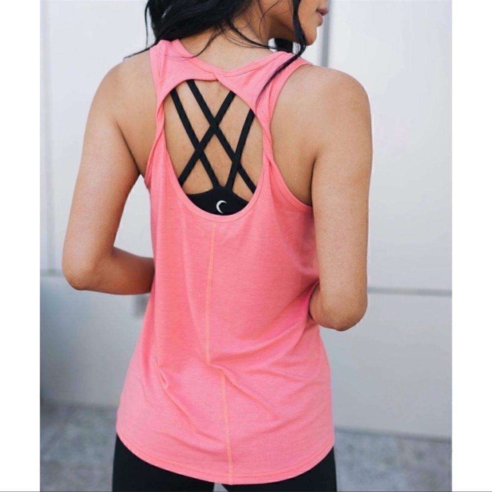 ZYIA Active Flamingo Pink Twist Back Tank Top Size XXS